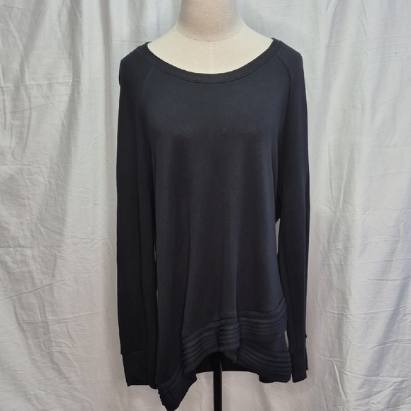 Active Life Criss Cross XXL Black Crew Neck Long Sleeve Shirt Sweater Gorgeous!! - Picture 1 of 10